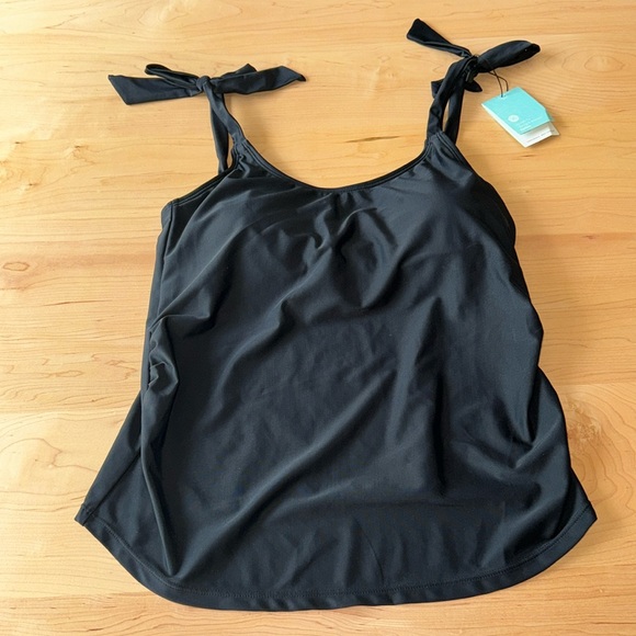 Kindred Bravely Black Maternity Nursing Tankini Top with Tie Straps Medium NWT - Picture 1 of 7